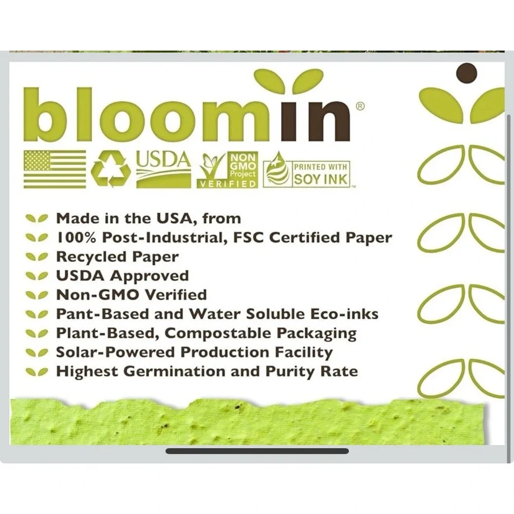 Bloomin Seeds N' Greetings Cards - Handmade Seed Paper -Peace & Joy (8 Pack)